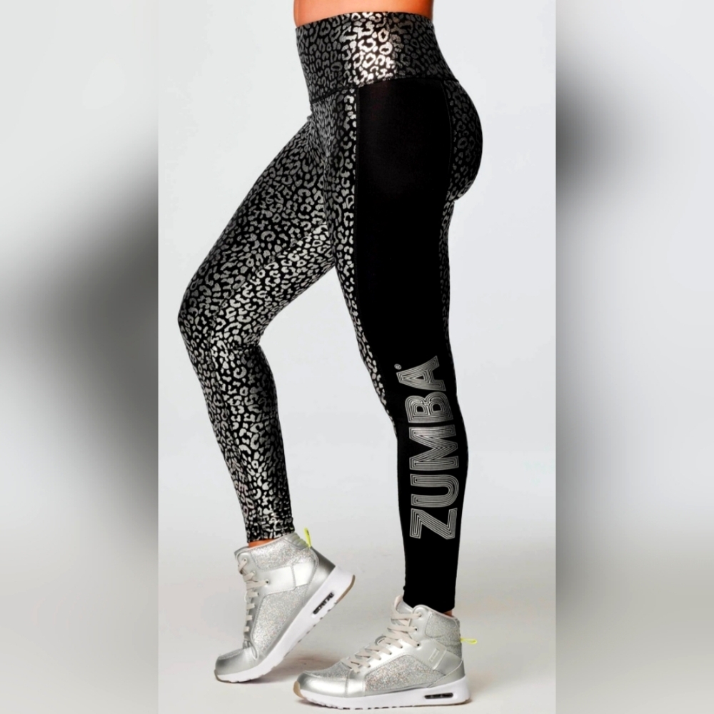 Zumba Fitness Black and Gray Metallic Leggings  Zumba lyrics fail due with anoth